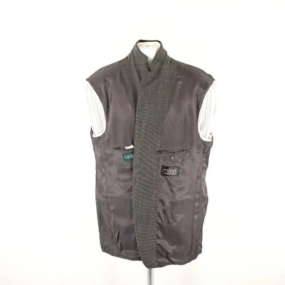 Lauren Ralph Lauren Thick Wool Wool Black Gray Tan Check 2 Button Sport Coat 46L